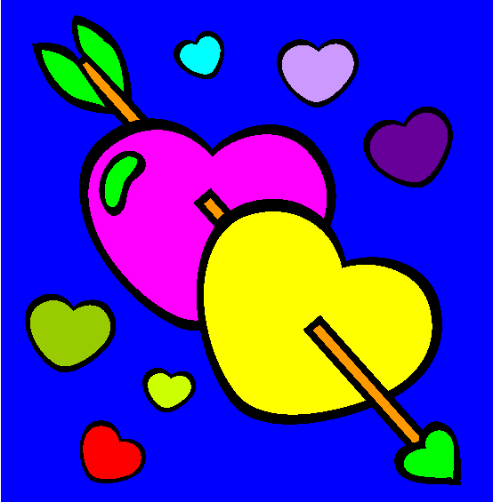 Arrow Hearts Valentines Day Online Coloring Page