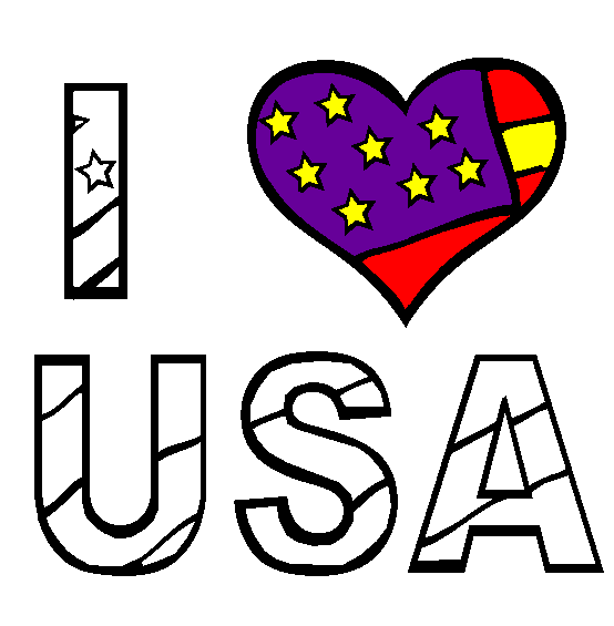 I Love USA Coloring Page