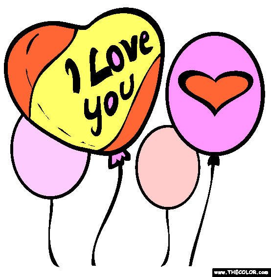 Valentines Day Love Balloons Coloring Page