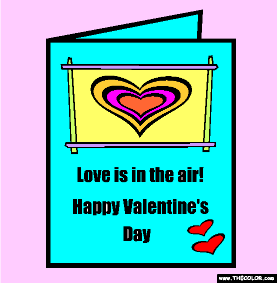 Valentines Day Card Online Coloring Page