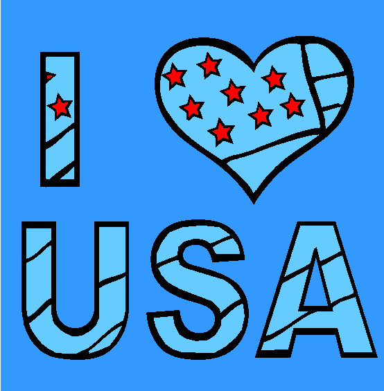 I Love USA Coloring Page