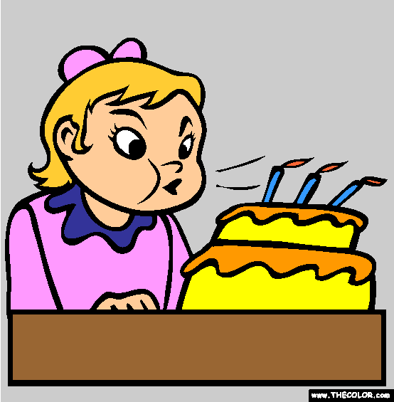 Blowing Candles Coloring Page