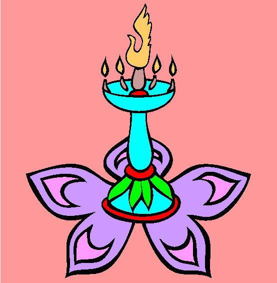Diwali Flower Candle Coloring Page