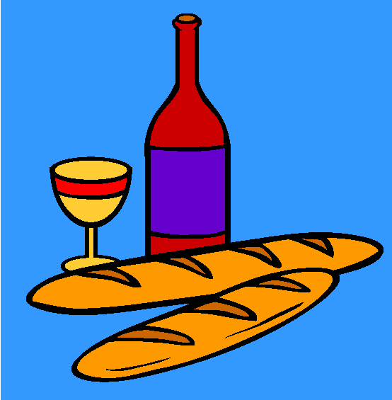 Bastille Day French Bread And Wine Coloring Page