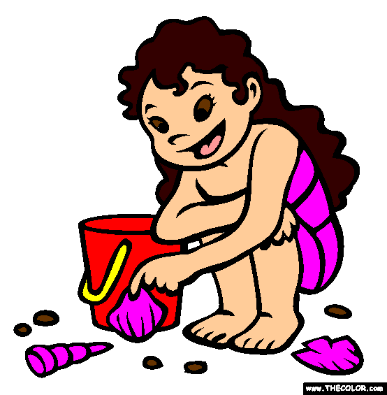 Collecting Shells Coloring Page