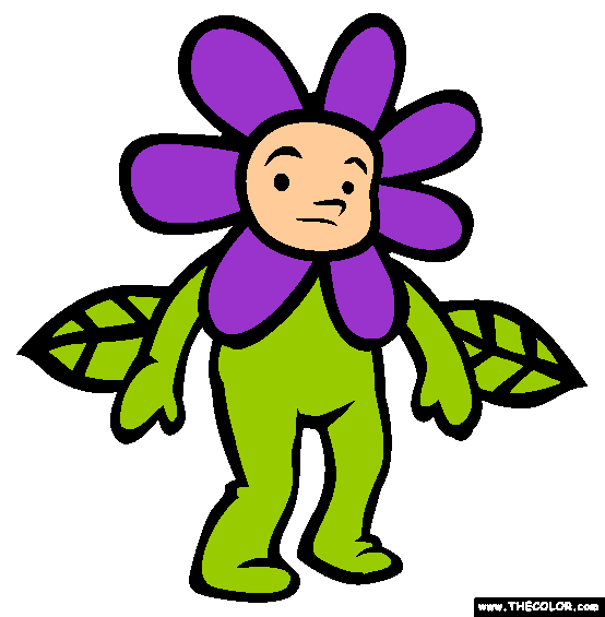 Halloween Flower Costume Online Coloring Page