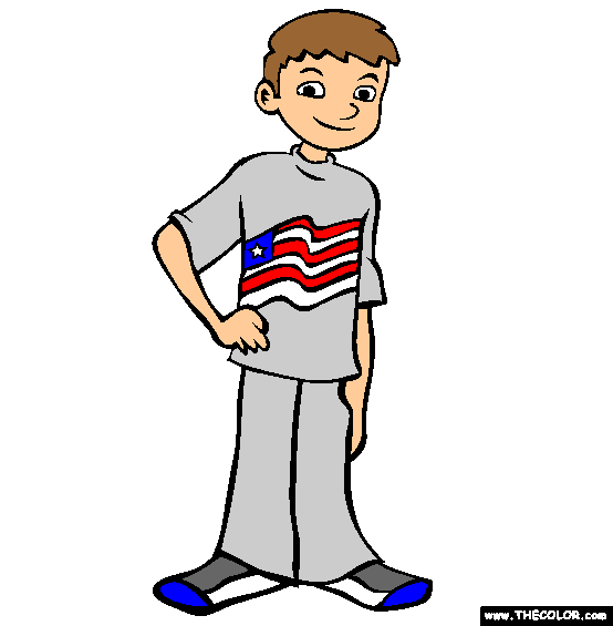 Proud American Boy Coloring Page