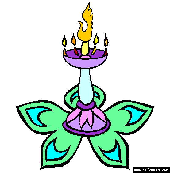 Diwali Flower Candle Coloring Page