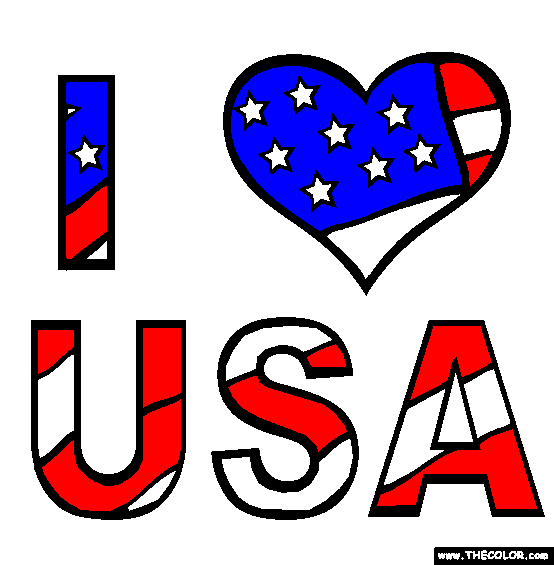 I Love USA Coloring Page