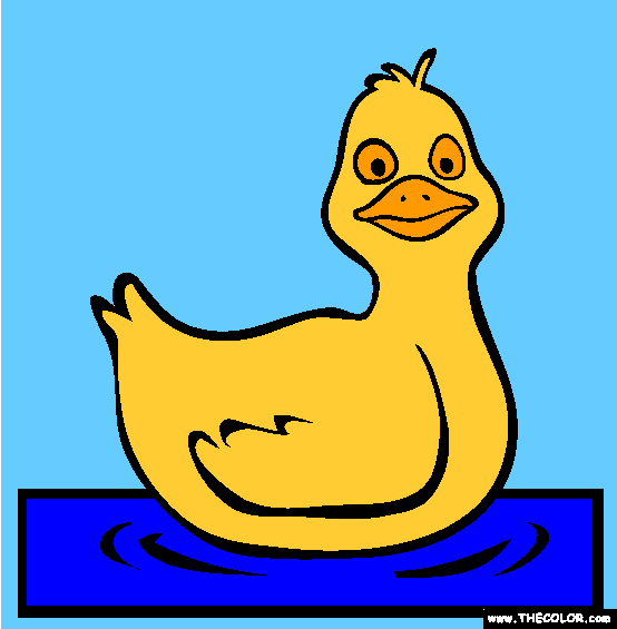 Duck Swimming Coloring Page