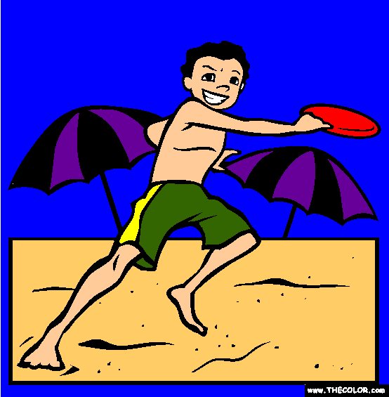 Playing Frisbee Coloring Page