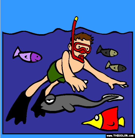 Snorkeling Coloring Page