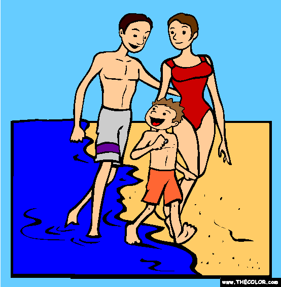 Walking on Beach Coloring Page