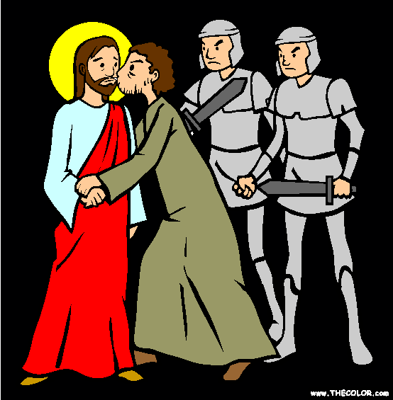 Betrayal of Christ, Kiss of Judas Coloring Page