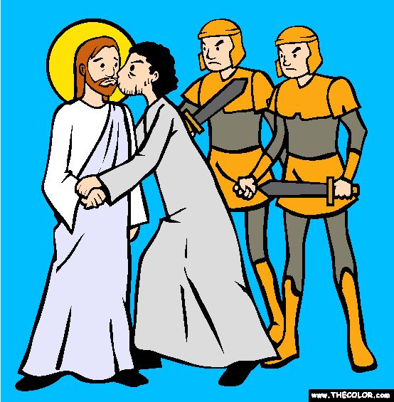 Betrayal of Christ, Kiss of Judas Coloring Page