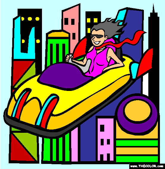 Flying Car Coloring Page