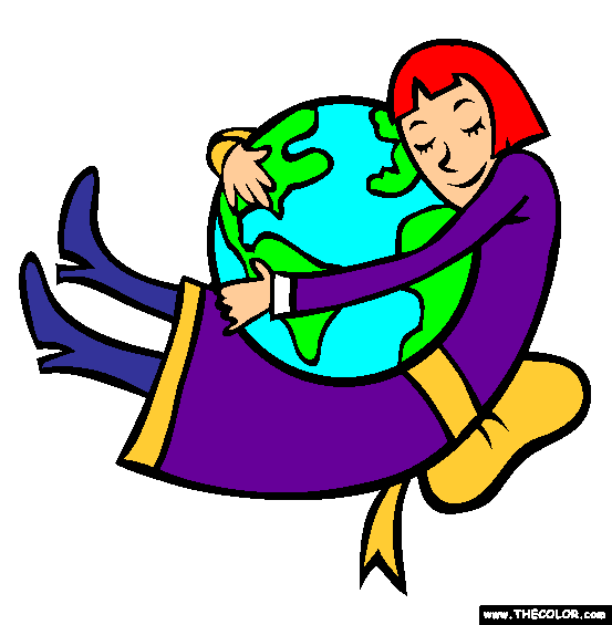 Hugging The Earth Coloring Page