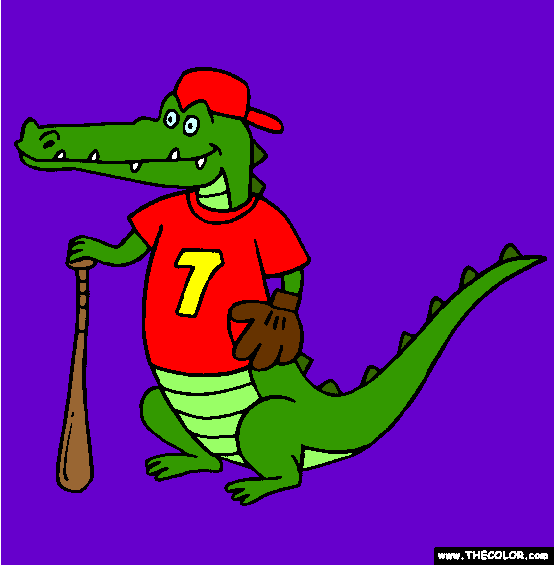 Crocodile Baseball Player Online Coloring