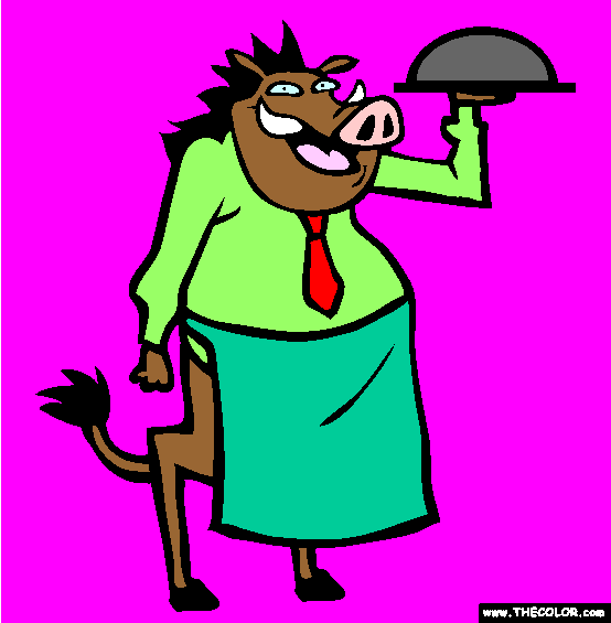 Warthog The Waiter Online Coloring Page