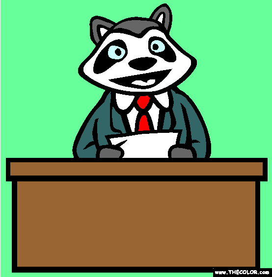 News Anchor Racoon Online Coloring Page