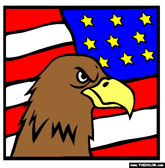 American Bald Eagle Flag Online Coloring Page