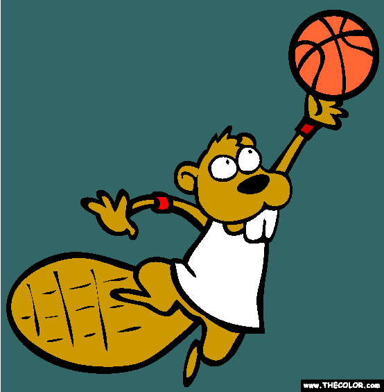 Beaver Shooting Hoops Coloring Page