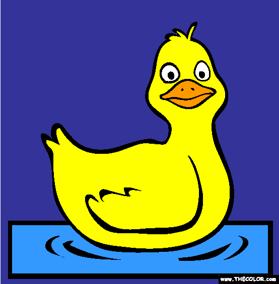 Duck Swimming Coloring Page