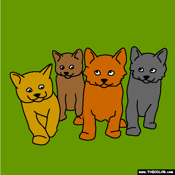 Litter of Kittens Coloring Page