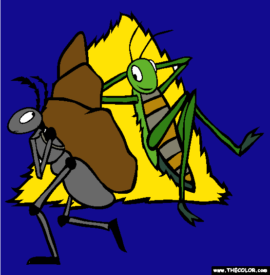 Ant And Grasshopper Coloring Page