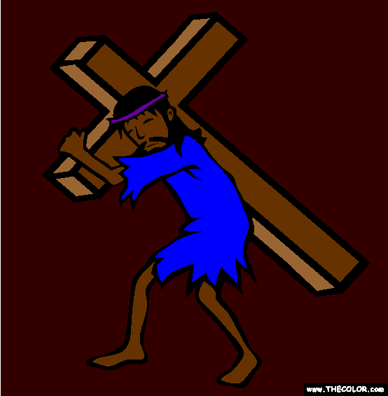 Bearing The Cross Coloring Page