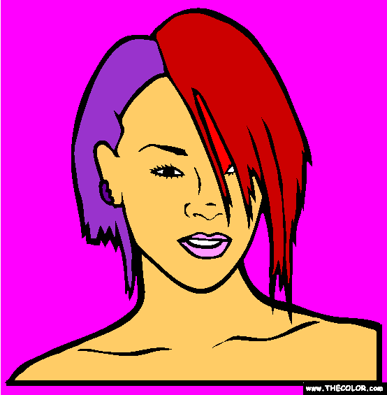 Rihanna Online Coloring Page 