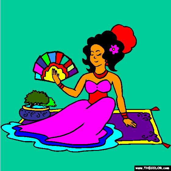 Asian Princess Online Coloring Page