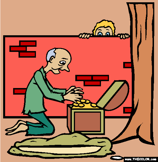 The Miser And His Gold Coloring Page