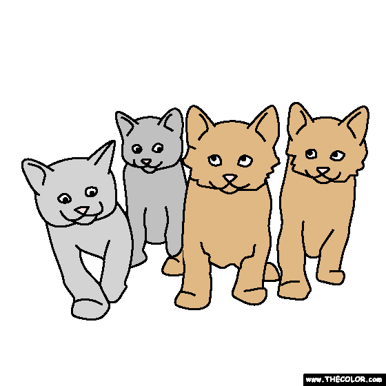 Litter of Kittens Coloring Page