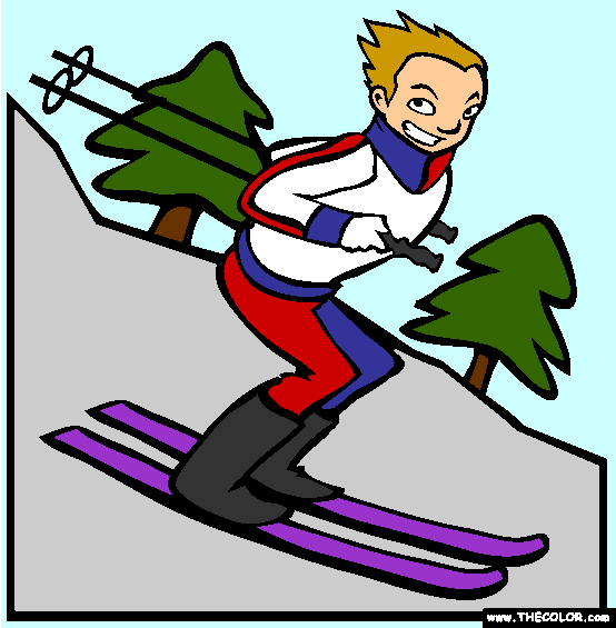 Skiing Coloring Page