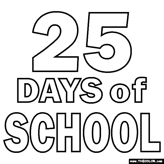 25 Days of School Coloring Page