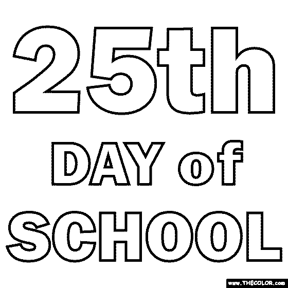 25th Day of School Coloring Page