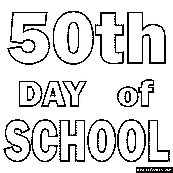 50th Day of School Coloring Page