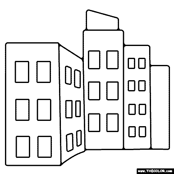 City Buildings Coloring Page