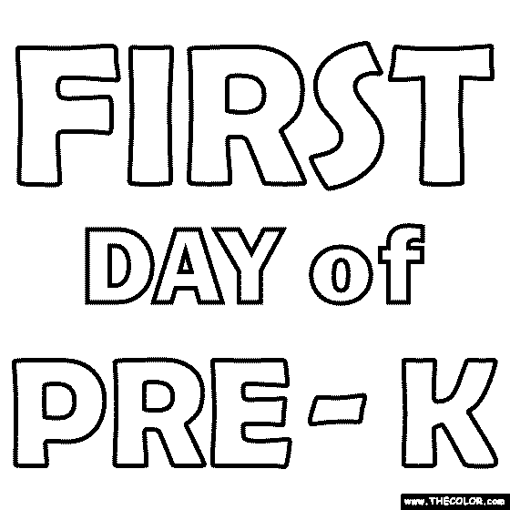 First Day of Pre-K Coloring Page