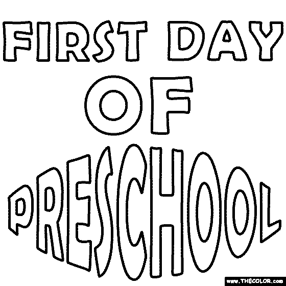 First Day of Preschool Coloring Page