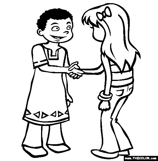 friends holding hands coloring page