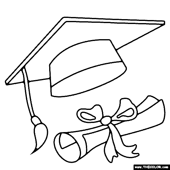 Graduation Cap and Diploma Coloring Page