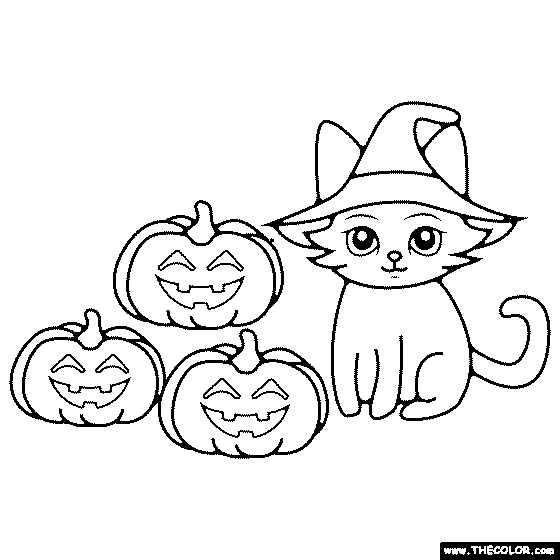 Halloween Cat Coloring Page