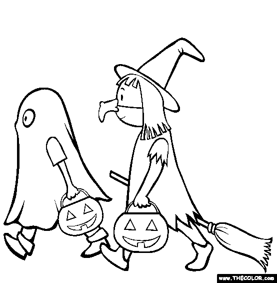 trick or treaters halloween coloring pages