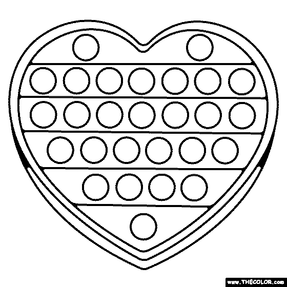 Heart Pop It Coloring Page
