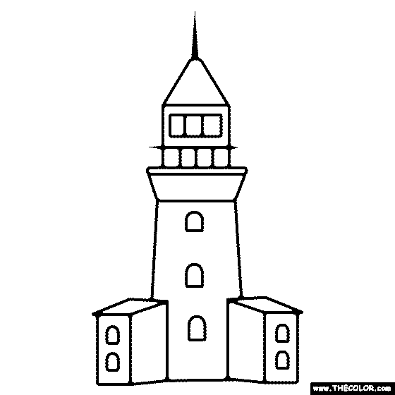 Lighthouse Building Coloring Page