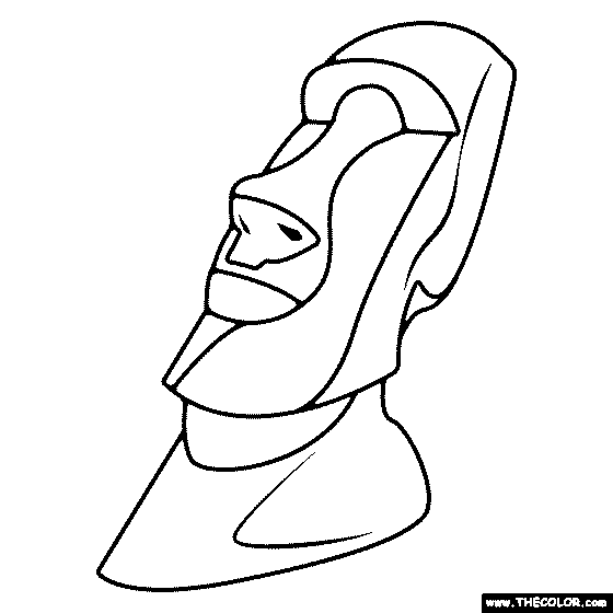 Moai Statue Coloring Page