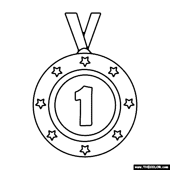 Number 1 Medal Coloring Page
