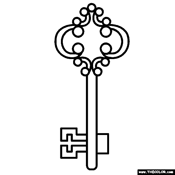Old Key Coloring Page